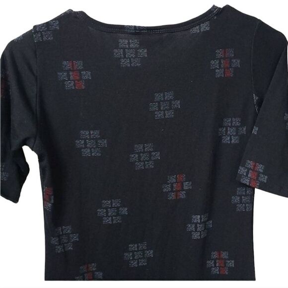 LuLaRoe Julia XS 2/4 Black Abstract Pokeball Knee Length Stretch T-Shirt Dress - Picture 7 of 11